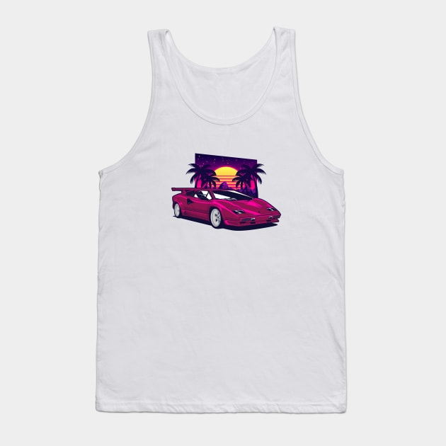 Pink Countach Classic Supercar Tank Top by KaroCars